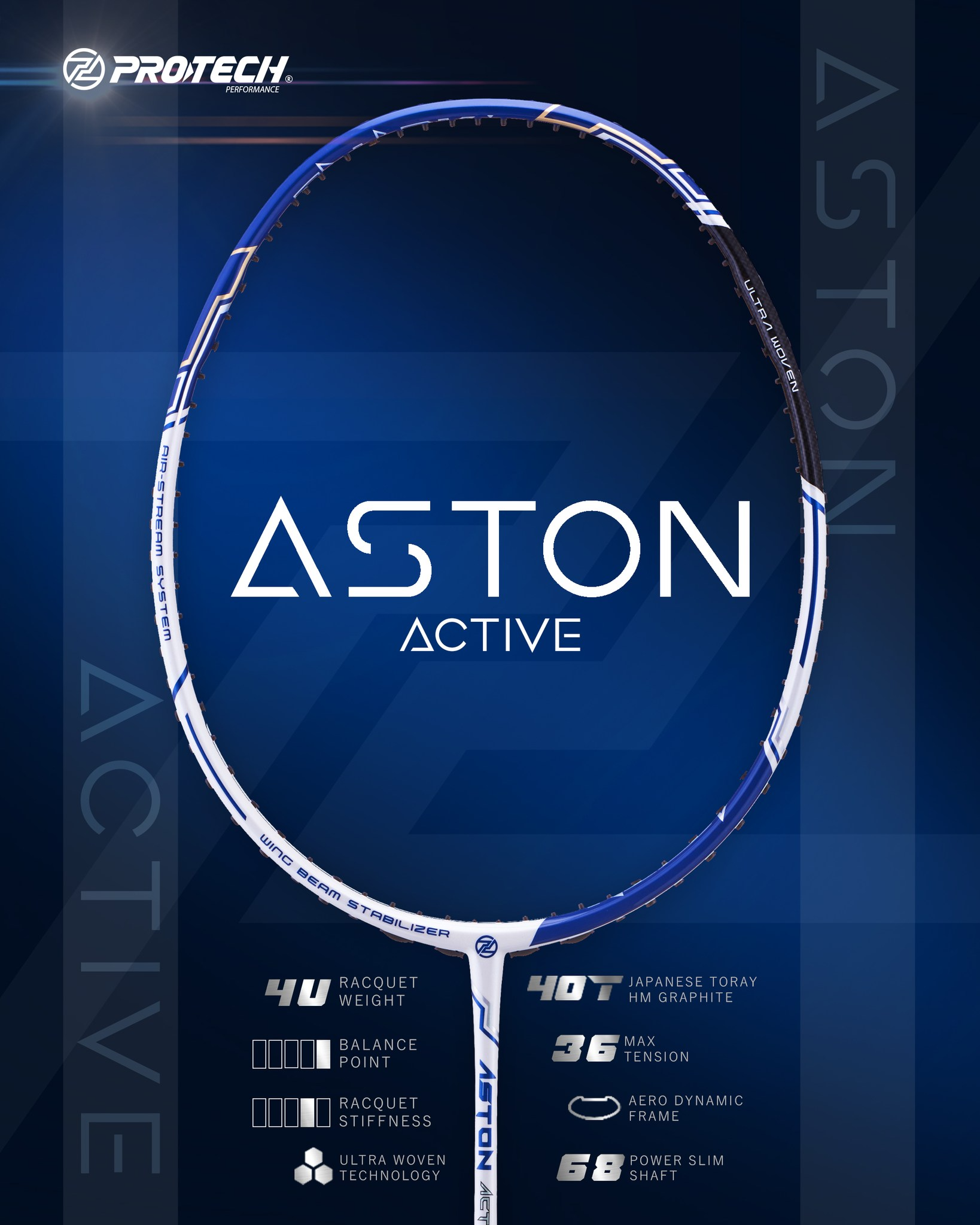 Protech Sports ไม้แบดมินตัน รุ่น Aston - ACTIVE