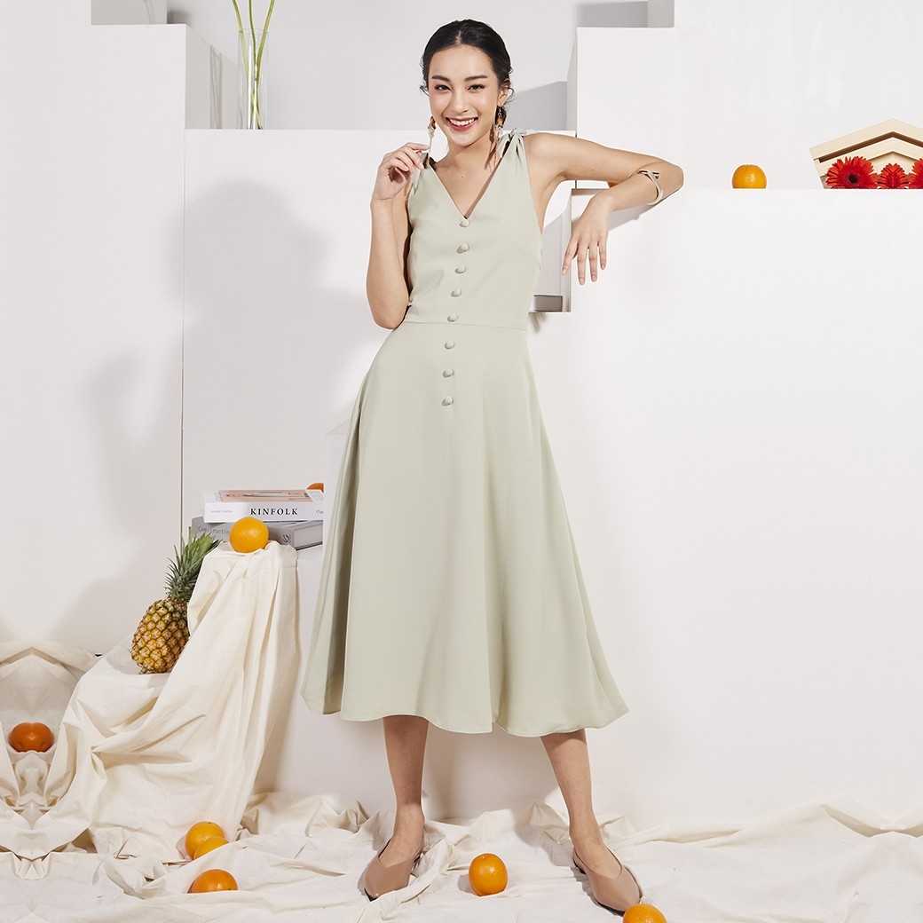 Mila ss19 L04 - เดรสผู้หญิงสีเขียว