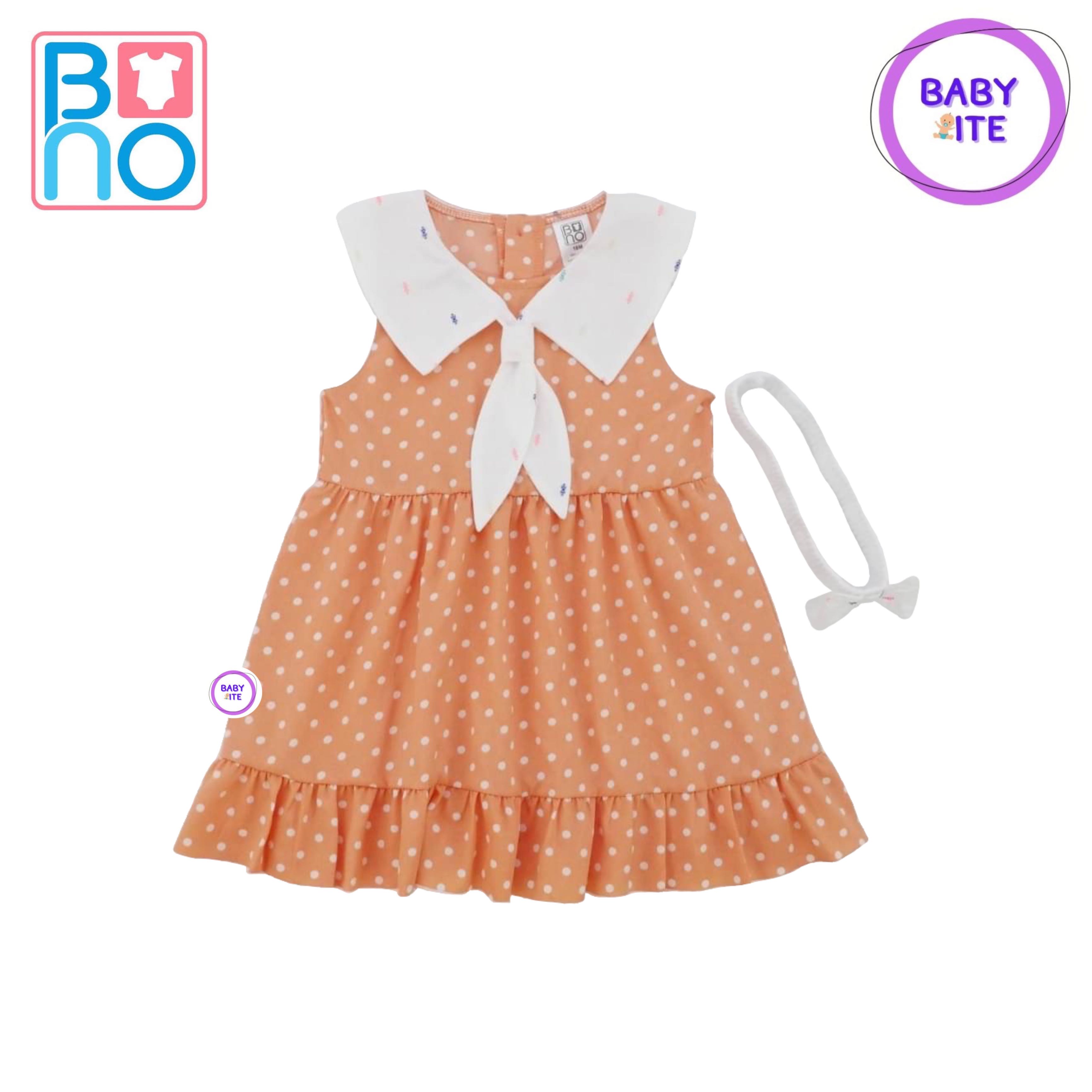 Bno เดรสเด็กผู้หญิง พร้อมที่คาดผม ไซส์ 1-5 ขวบ (พร้อมส่ง)