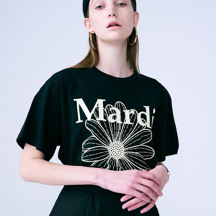 TSHIRT FLOWERMARDI_BLACK CREAM