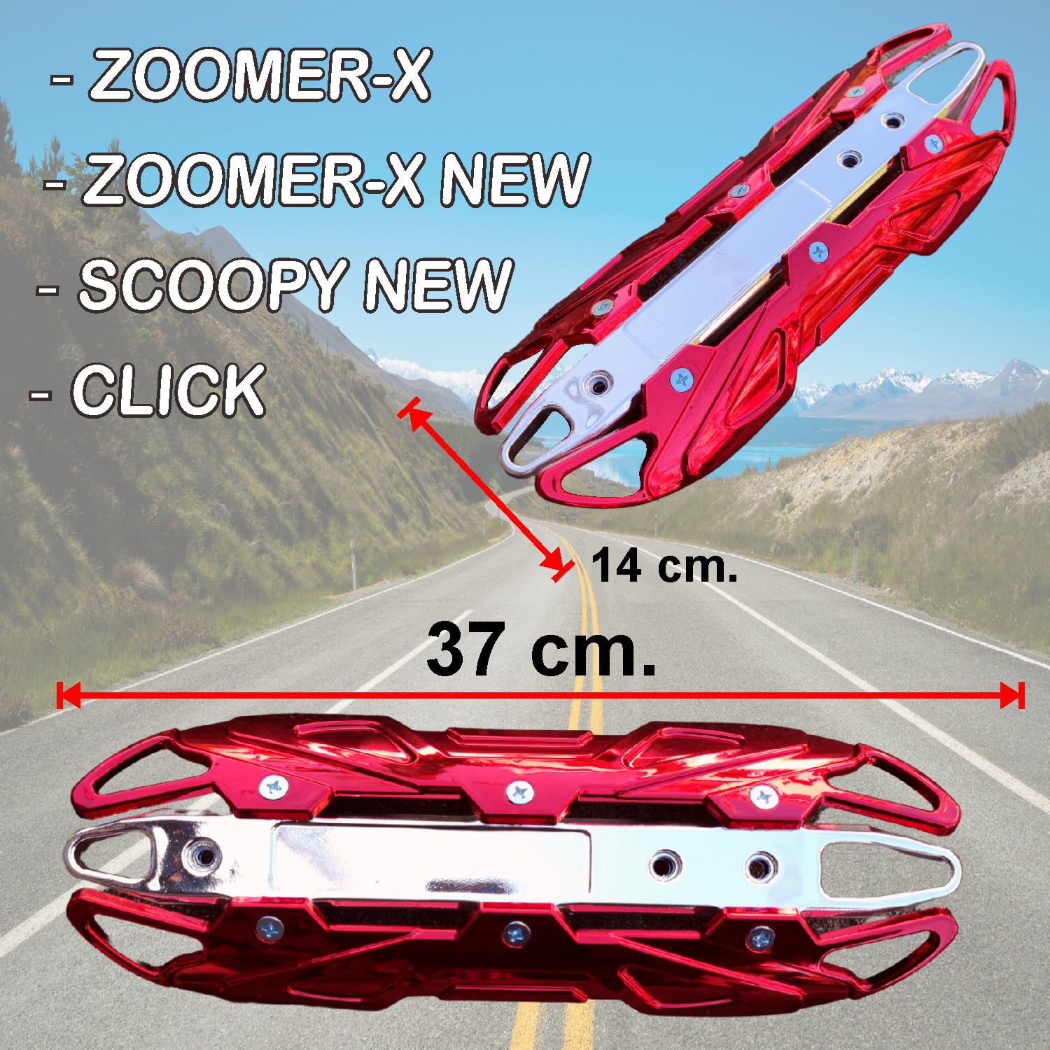 กันร้อนท่อ กันร้อนท่อเดิม บังท่อ ครอบท่อOVER ฝาครอบกันร้อนท่อ ZOOMER-X สีแดง-โครเมียม HD029-A