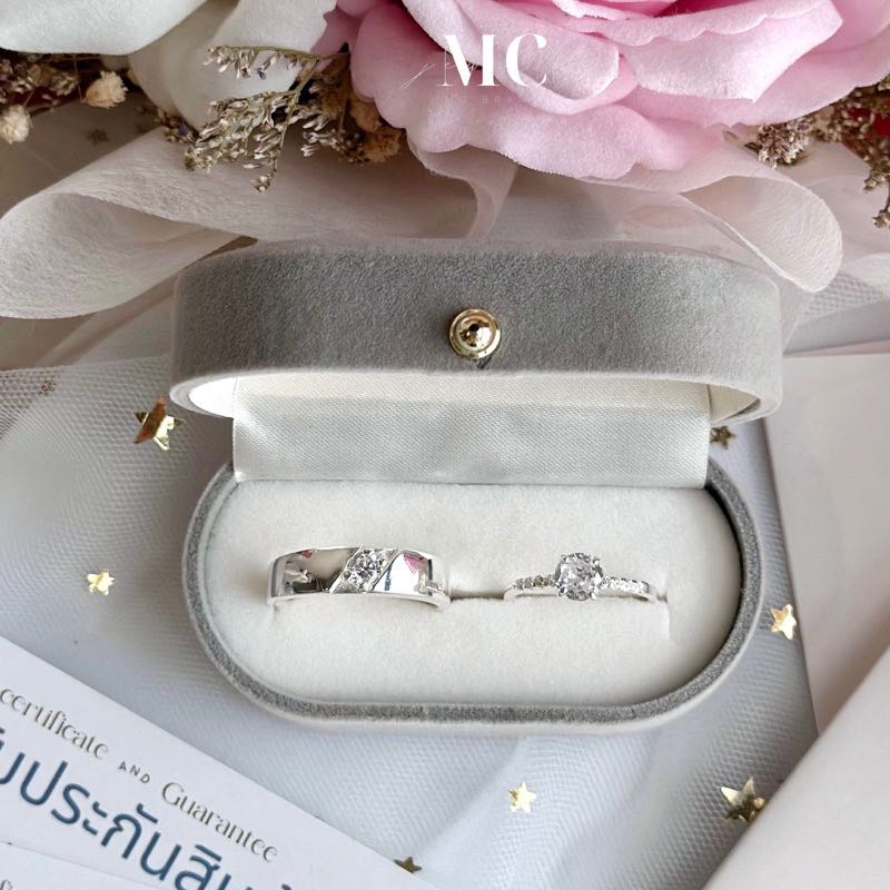 แหวนคู่เงินเเท้,เงินชุปทองคำขาวรุ่นCilo.Ann💍💖✅สลักชื่อฟรี🤍ไม่ลอกไม่แพ้ ✨แถมฟรีกล่องจิวและผ้าเช็ด✨