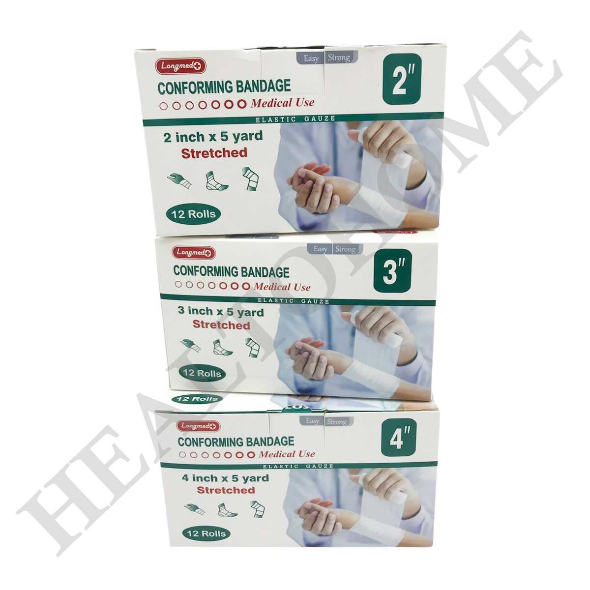 Longmed Conforming Bandage ผ้ายืดพันแผล ขนาดหน้ากว้าง 2,3,4 นิ้ว ยาว 5 หลา