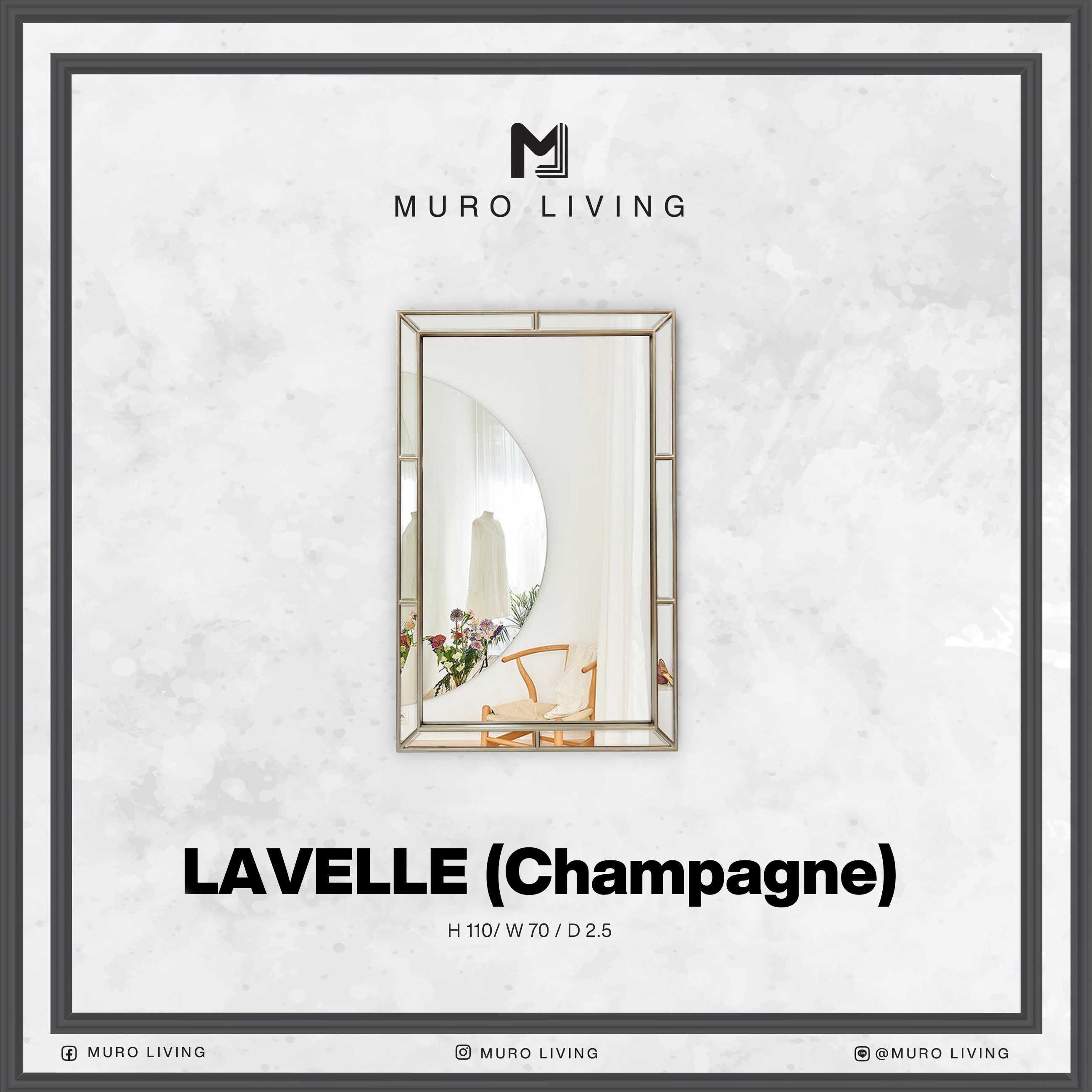 กระจกตกแต่งผนังดีไซน์ Muro Living รุ่น  LAVELLE (Champagne)