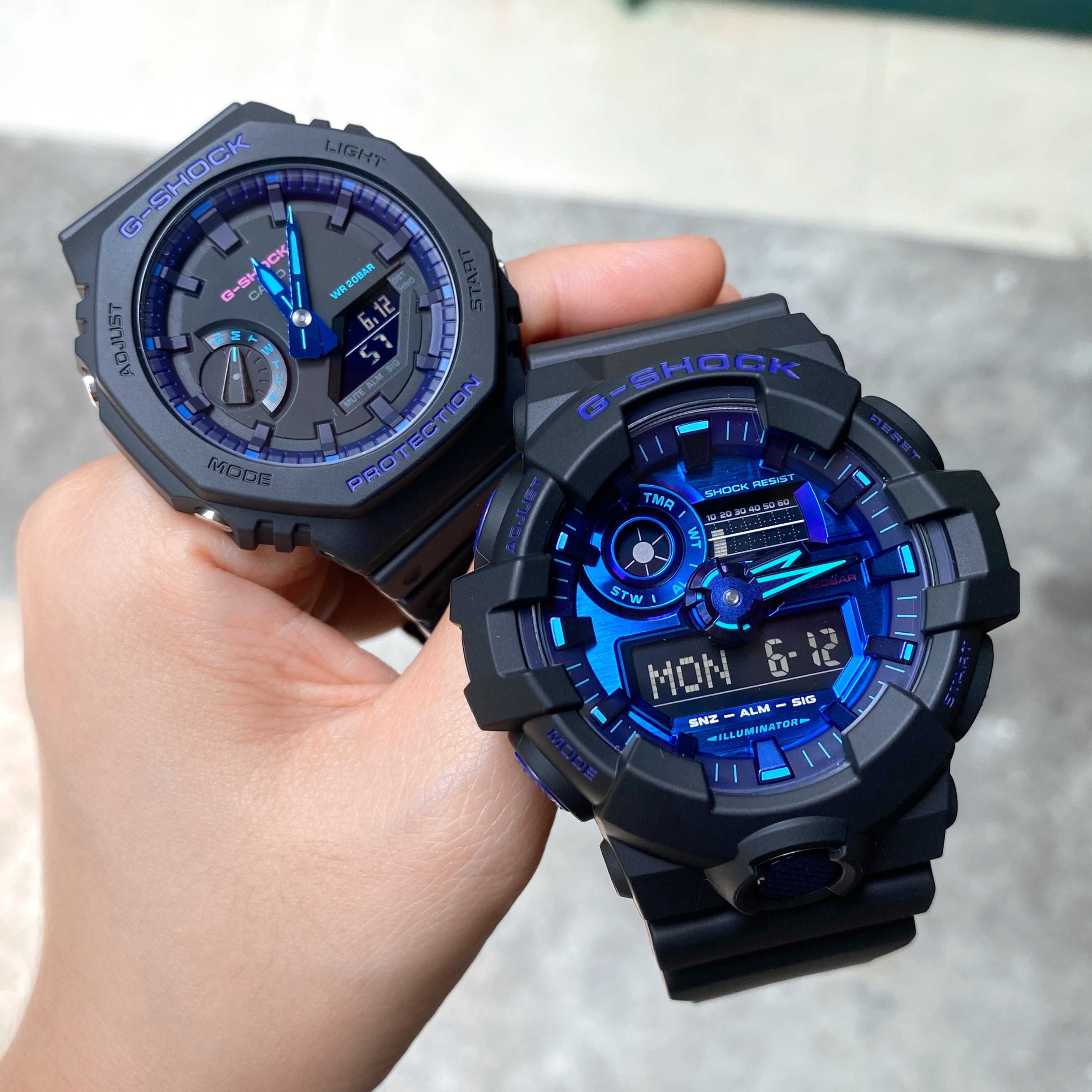 นาฬิกาข้อมือ อะนาล็อก-ดิจิตอล รุ่นสีพิเศษซีรีส์ JOKER ดำม่วง GA-2100VB / GA-700VB