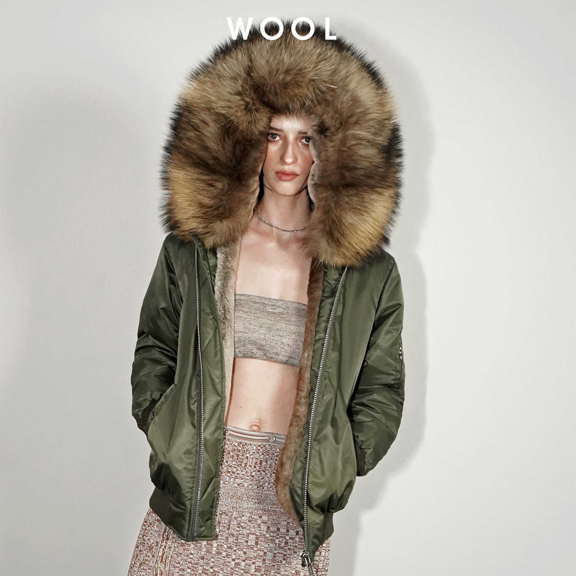 WEREWOLF BOMBER (GREEN OUTER / Brown Fur)