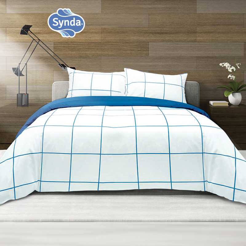 Synda ผ้าปูที่นอน Cotton 100 % Satin 500 เส้นด้าย รุ่น SIMPLE LIFE BLUE