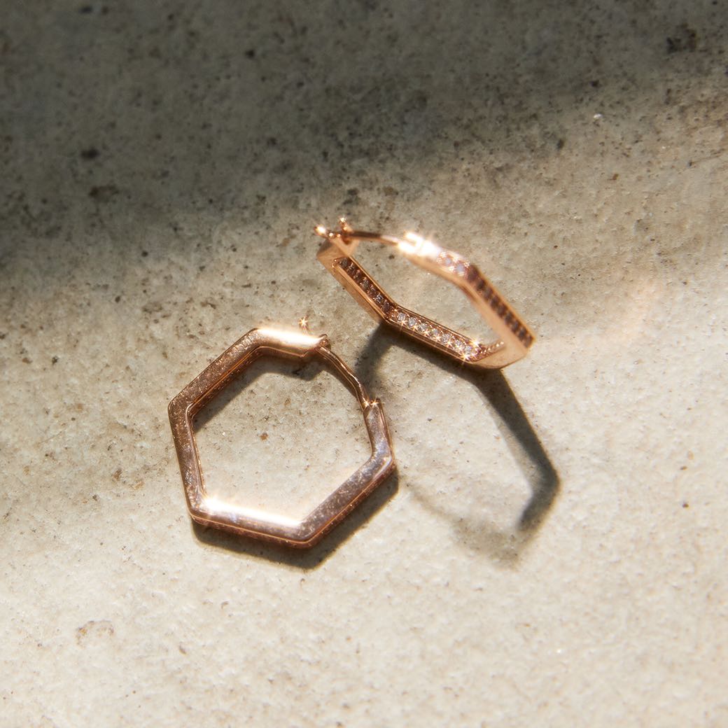Angle Pave Hoop Earring