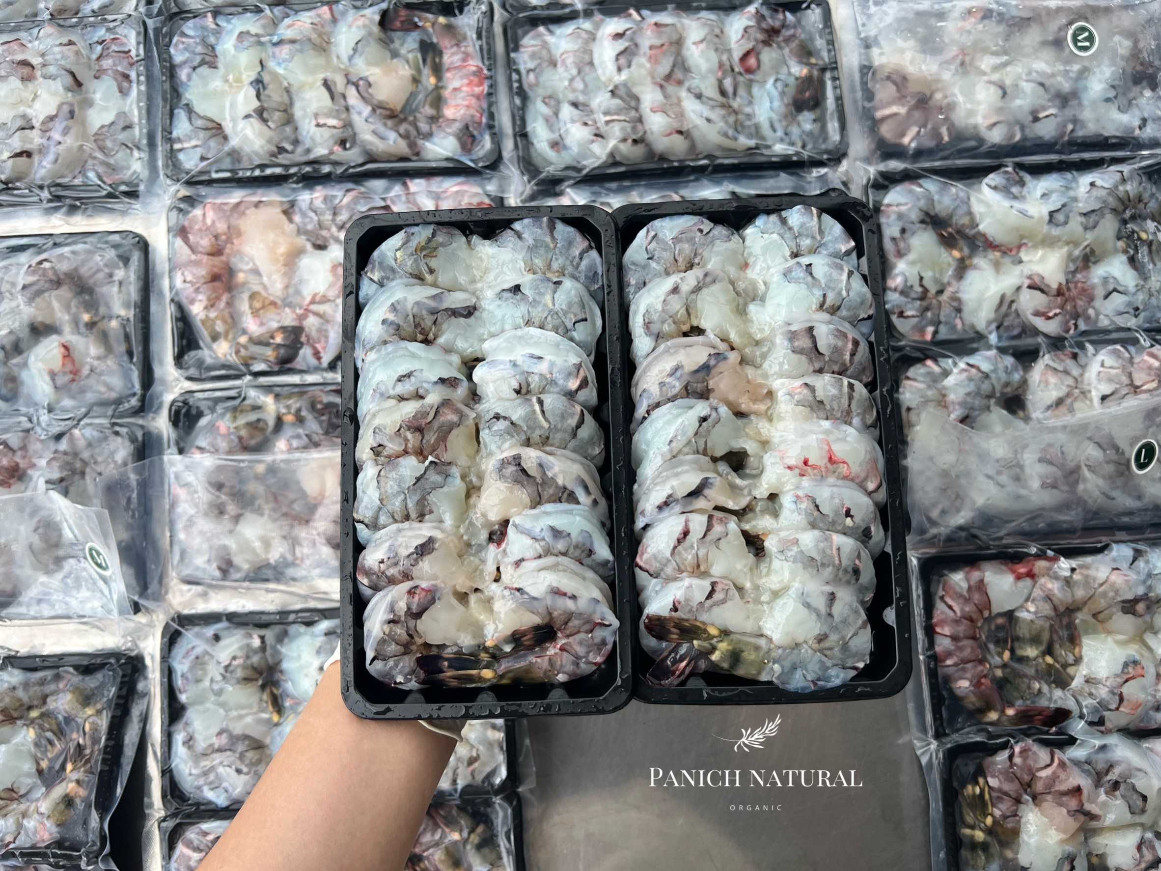กุ้งลายเสือ ทะเล แกะเปลือก 2ถาด/แพค 1 Kg