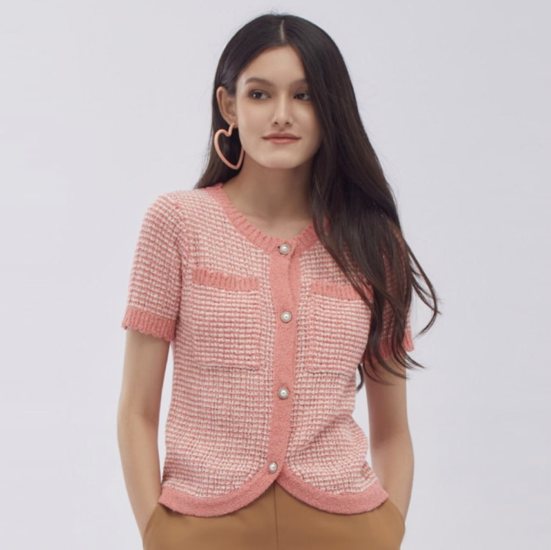 คาร์ดิแกนถักนิต สีชมพู | Knit Cardigan | 04545