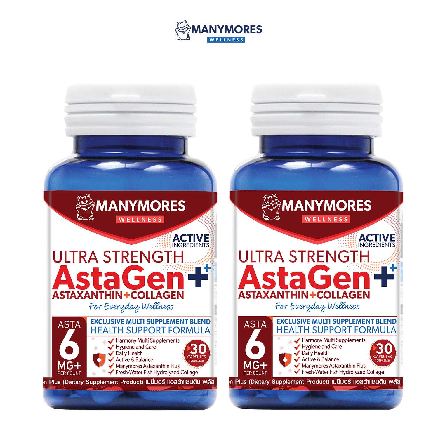 AstaGen Plus Astaxanthin + Collagen by Manymores แอสตาแซนธิน คอลลาเจน วิตามิน ต้านอนุมูลอิสระ