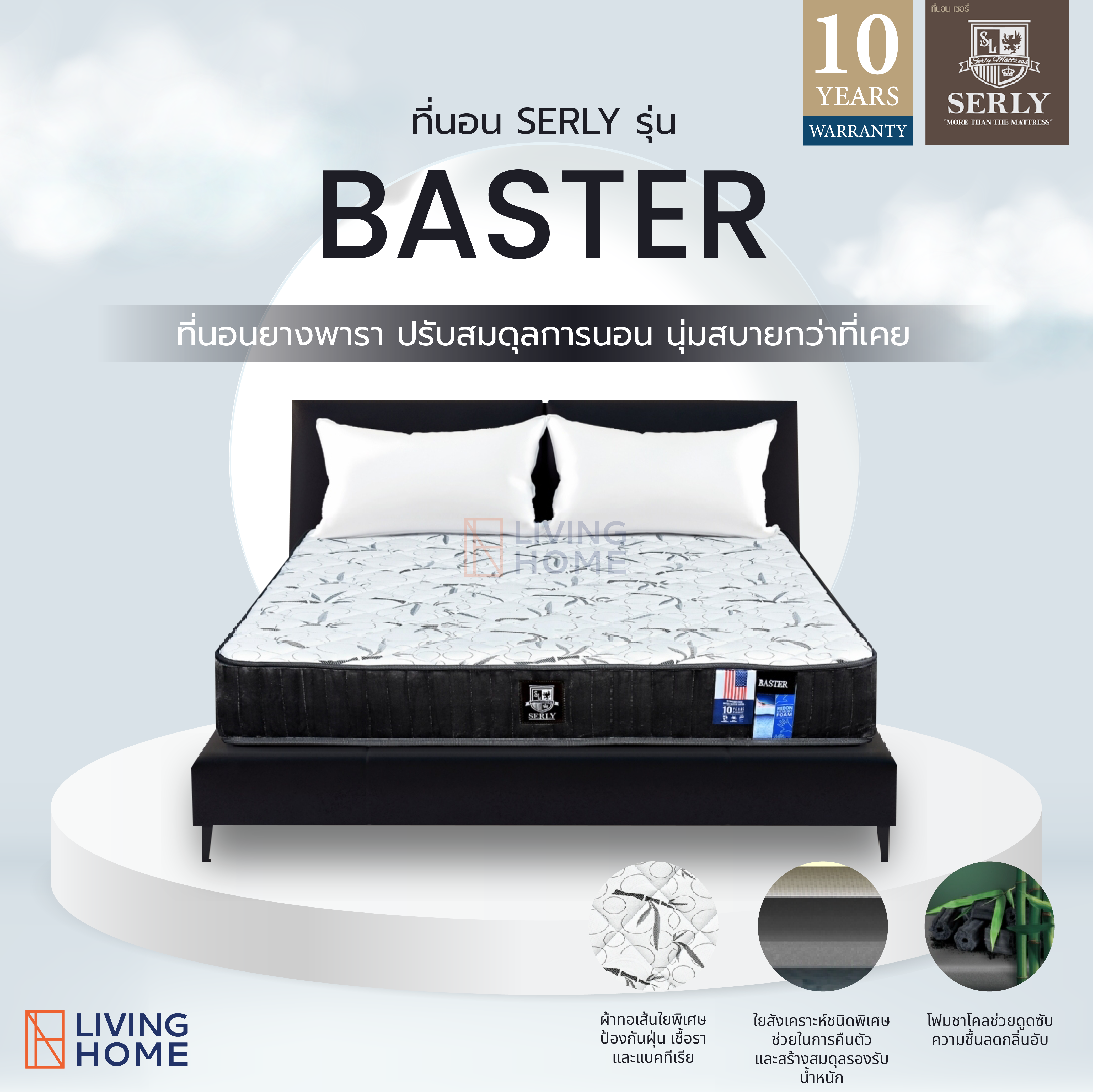 ที่นอนเมมโมรี่โฟมเซอรี่ 3.5 , 5 , 6 ฟุต หนา 8 นิ้ว รุ่น BASTER (บัสเตอร์) พรีออเดอร์