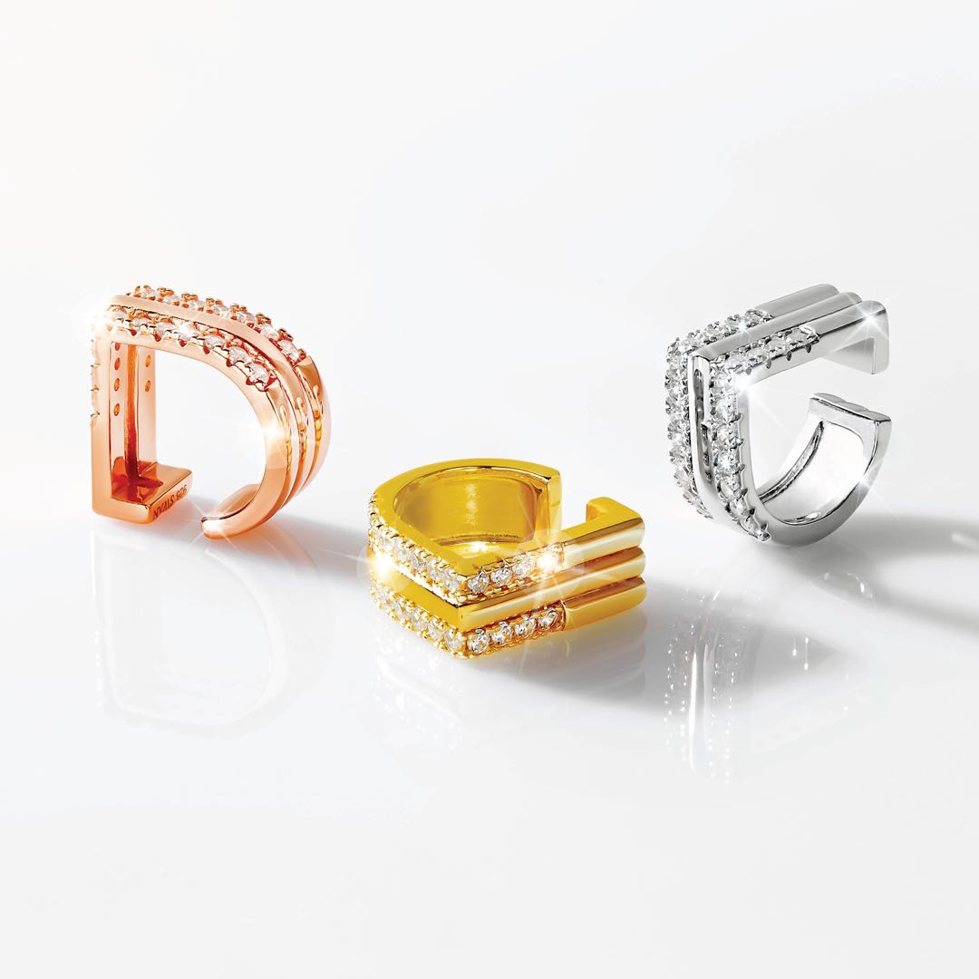 Triple Rows Angle Pave Cuff