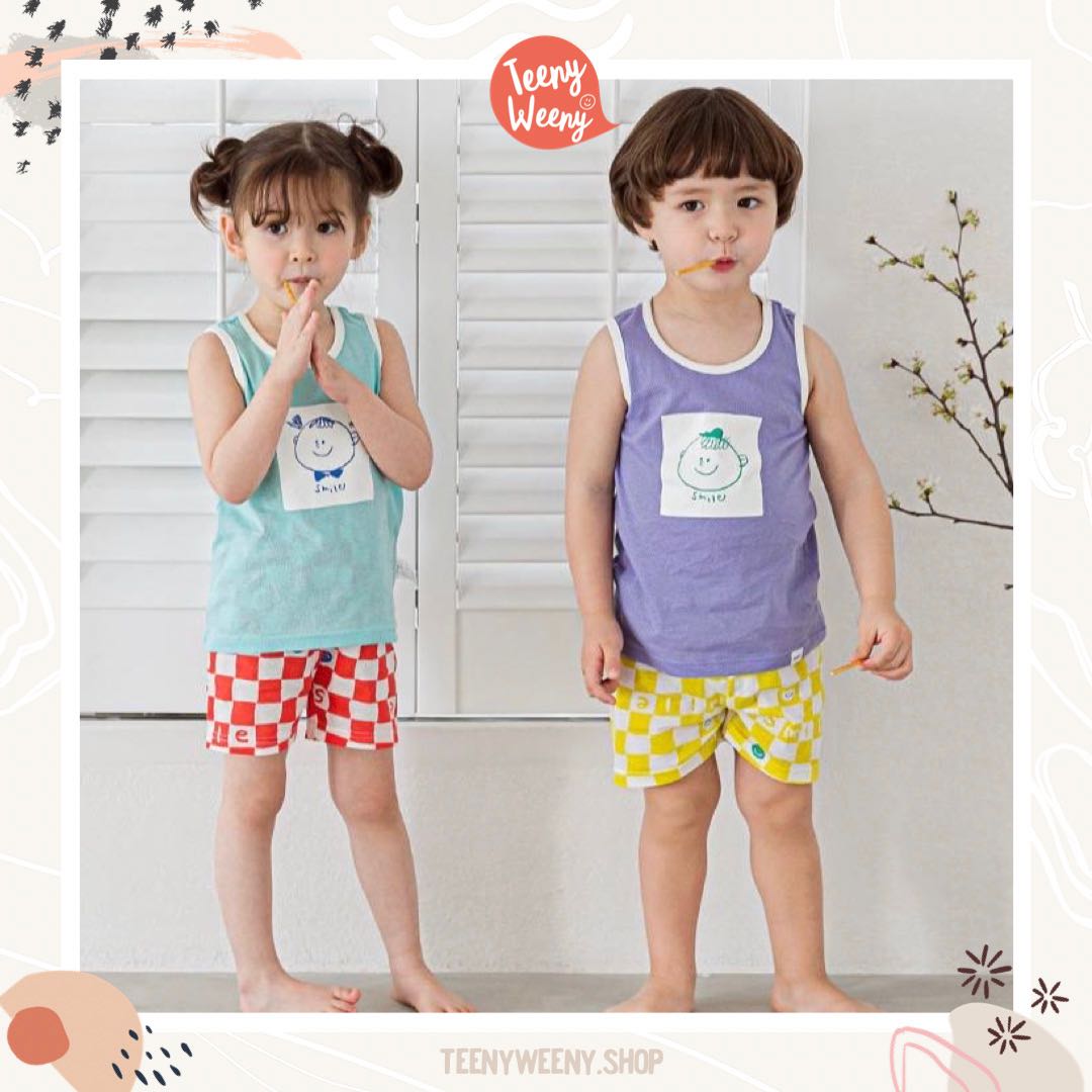 Teenyweeny.shop - เซตเสื้อกล้าม+กางเกงขาสั้น แบรนด์เกาหลี
