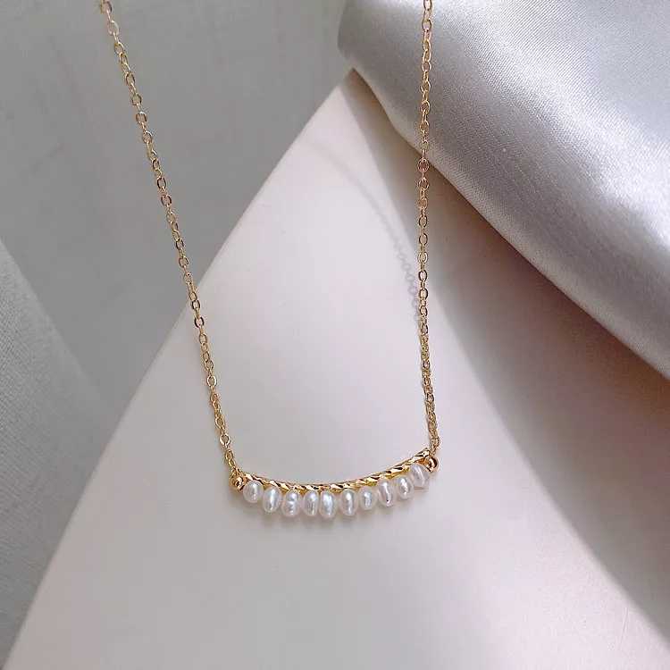 N144 สร้อยคอโซ่ทองงาน 18k gold-plated ไข่มุกน้ำจืดแท้