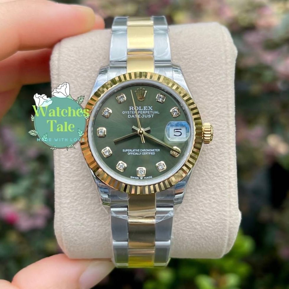 Rolex Datejust 31mm. Olive Green Diamond Yellow Gold Ref.278273 EW