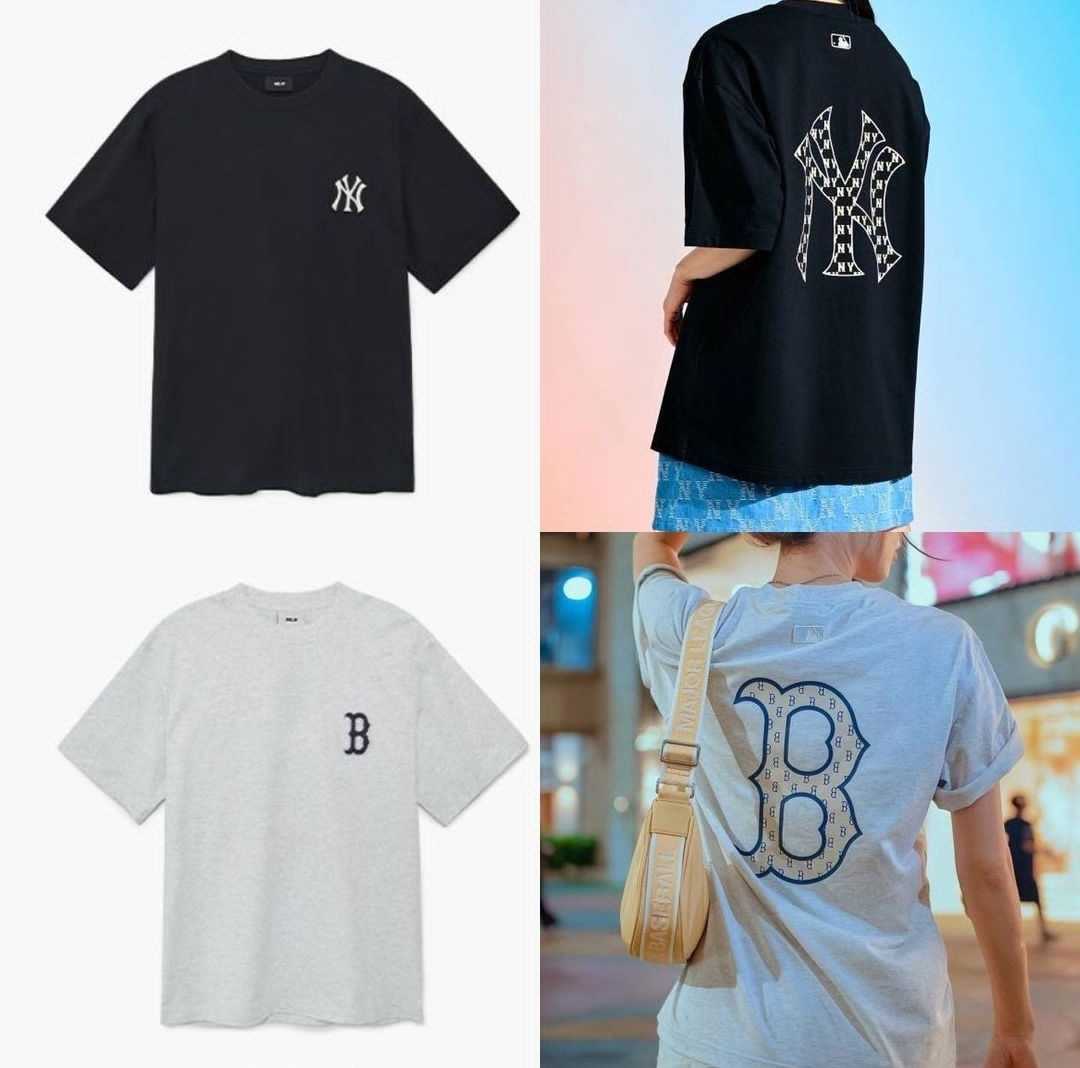 เสื้อยืด oversize  MLB Checkerboard Cliping Logo Overfit T-Shirt   📌(ทักเชทก่อนสั่งซื้อ) 