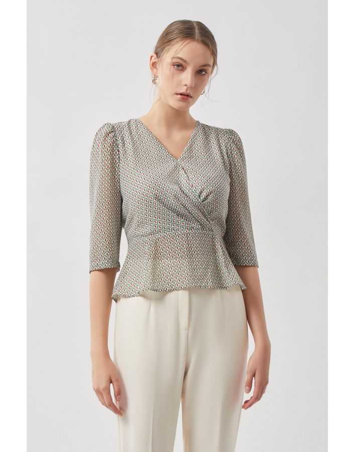 เสื้อเบลาส์ทรงไขว้ทับ | Wrap Blouse | 00998