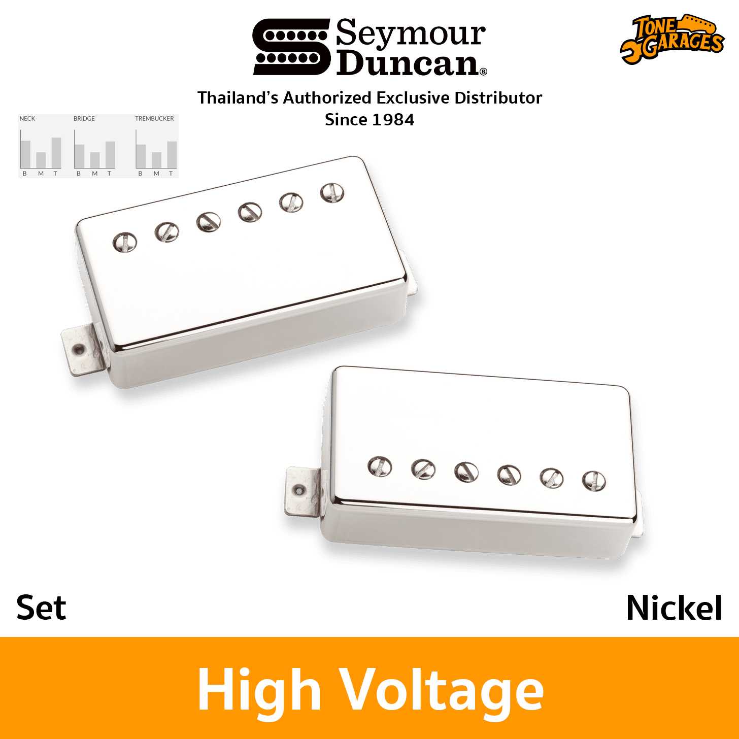 Seymour Duncan High Voltage Humbucker Set Nickel Cover ปิ๊กอัพกีต้าร์ไฟฟ้า ฮัมบัคเกอร์