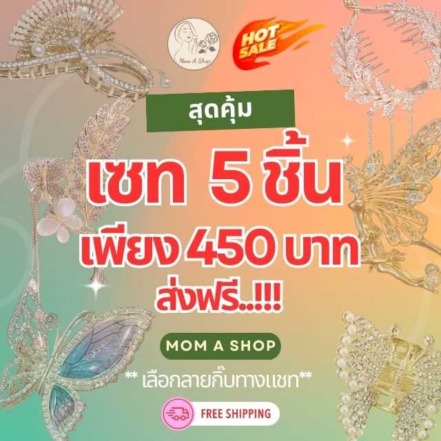 [ส่งฟรี] เซท กิ๊บ 5 ชิ้น คละลาย (เลือกลายทางแชท) ปลายทางก็ส่งฟรี ..!!!