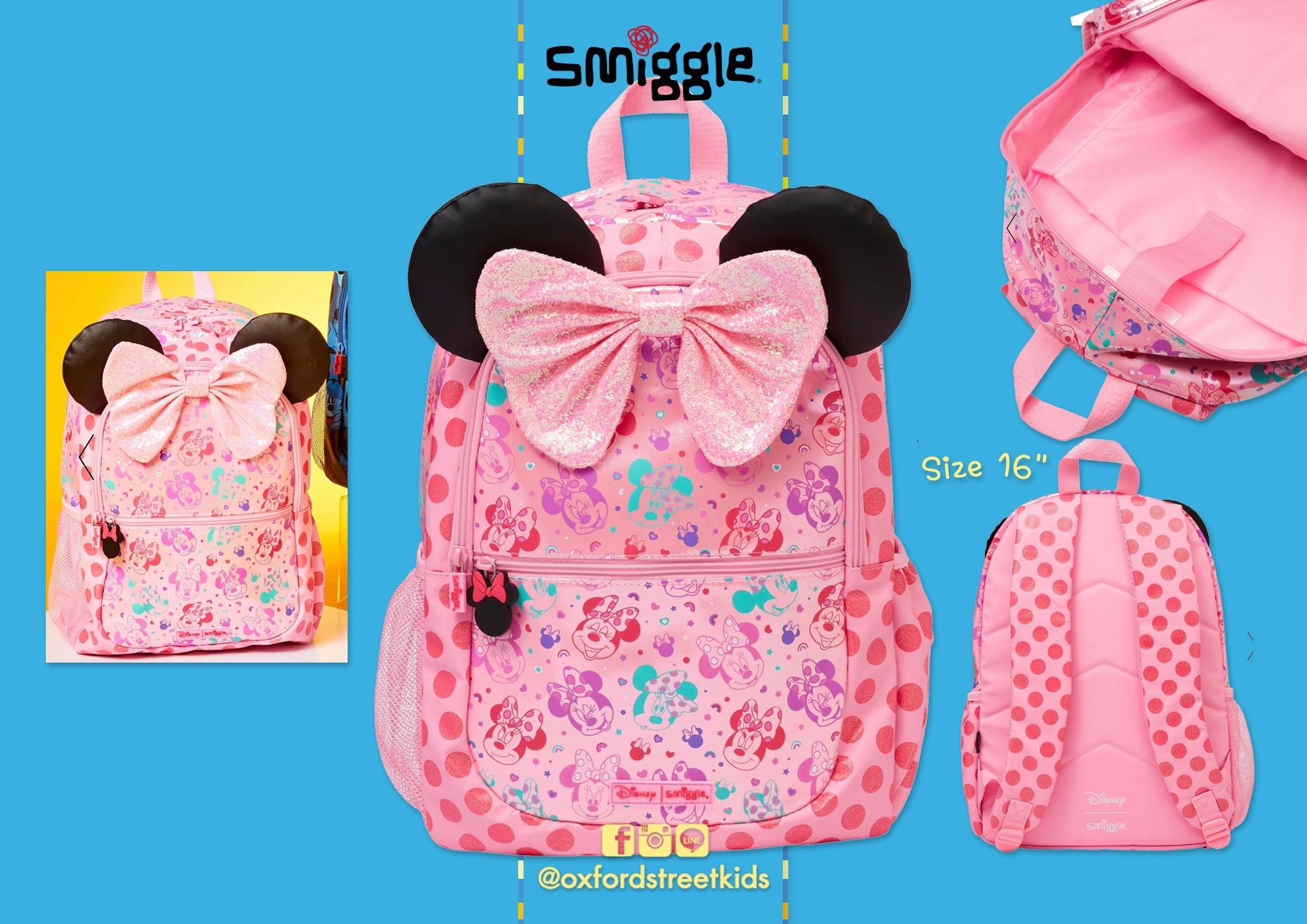 ✅ Smiggle Disney Minnie Mouse Backpack 16” กระเป๋าเป้ มินนี่ เมาส์ 16 นิ้ว