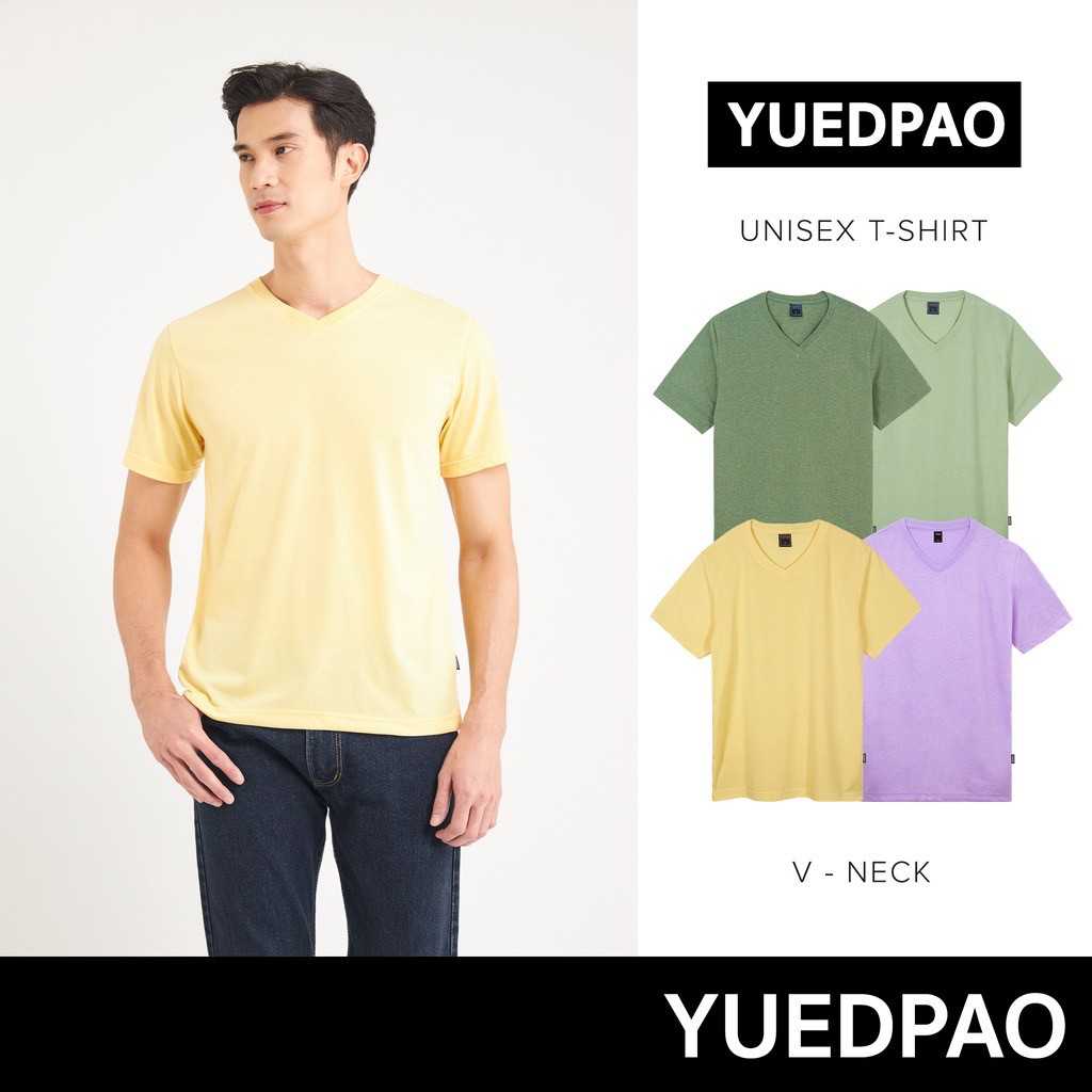 Yuedpao ยืดเปล่า เสื้อยืดคอวี ผ้านุ่มใส่สบาย ไม่ย้วย ยับยาก เสื้อยืดสีพื้น คอวี - Set Pastel