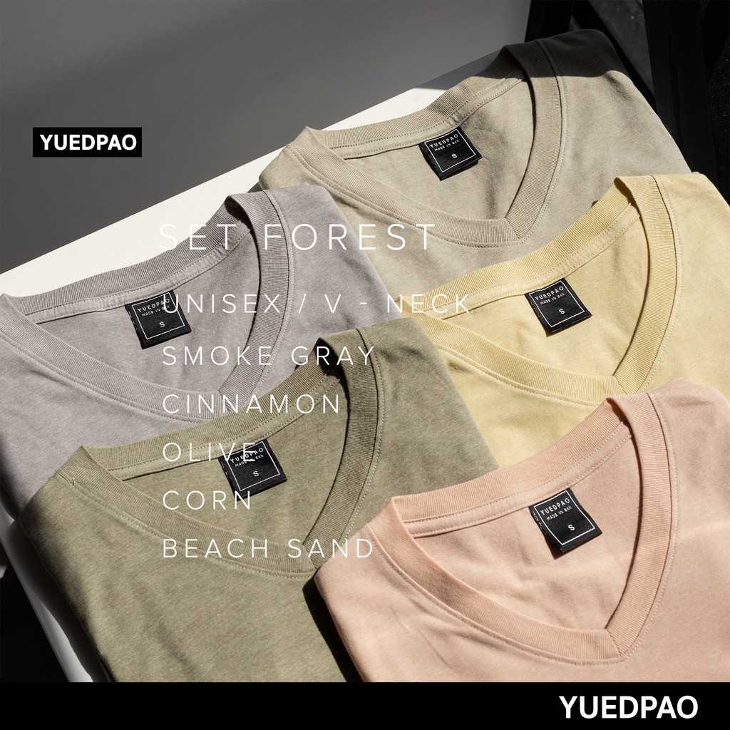 Yuedpao ยืดเปล่า เสื้อยืดคอวี ผ้านุ่มใส่สบาย ไม่ย้วย ยับยาก เสื้อยืดสีพื้น คอวี -  Set Forest