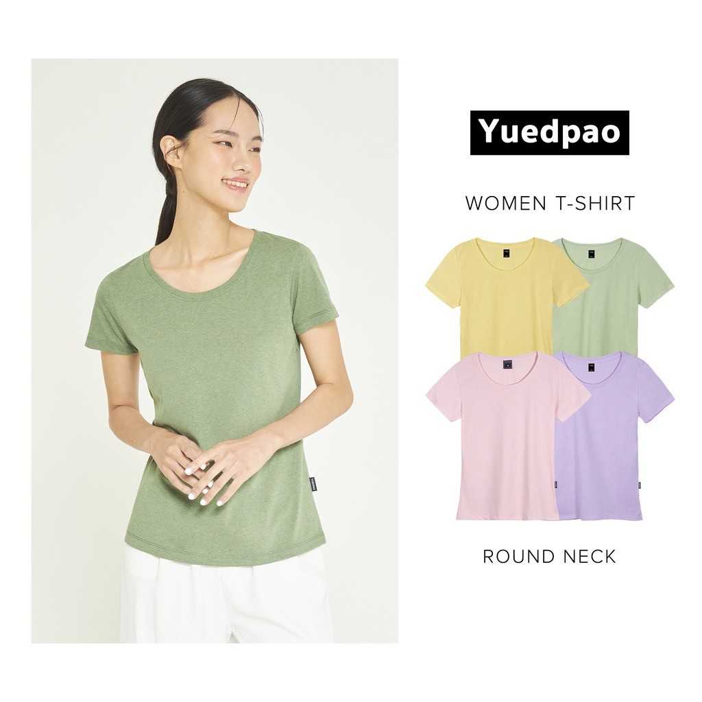 Yuedpao⚡ยืดเปล่า เสื้อยืดผู้หญิงคอกลม ทรงเข้ารูป ไม่ย้วย ยับยาก เสื้อยืดสีพื้น ผู้หญิง - Set Pastel