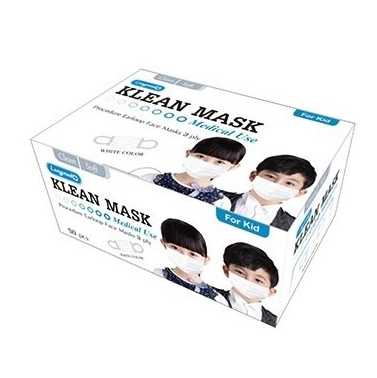 Longmed Klean Mask Kid ลองเมด หน้ากากอนามัย สำหรับเด็ก สีขาว หนา 3 ชั้น จำนวน 1 กล่อง บรรจุ 50 ชิ้น