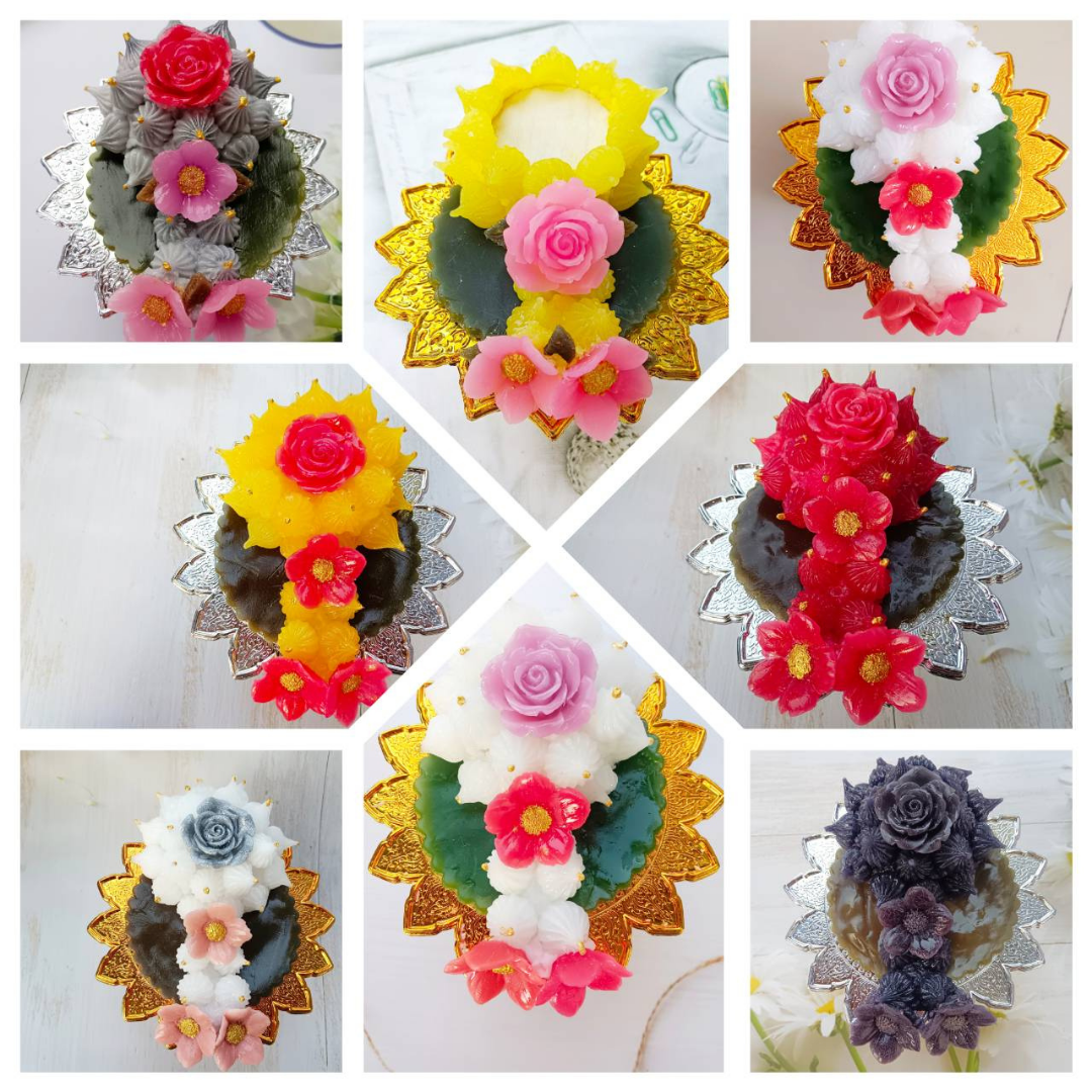 SET A1 พวงมาลัยเทียนหอม หอมจริง บูชาพระ ไหว้เทพ พร้อมไหว้พ่อแม่