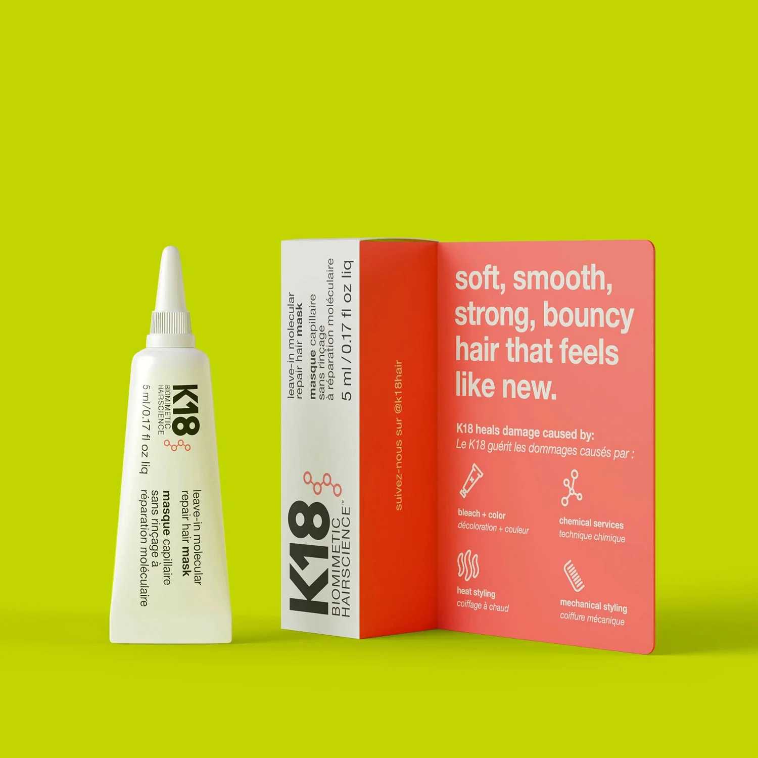 K18 travel leave-in molecular repair hair mask (5ml)