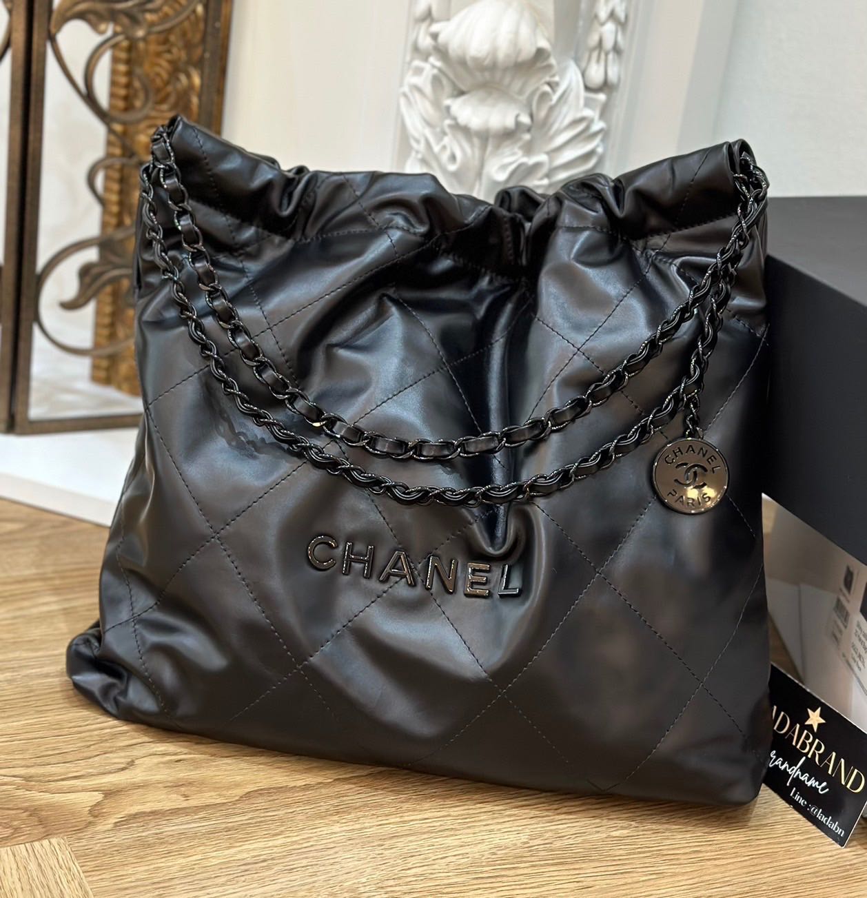 Chanel 22 all black อะไหล่ดำ size medium (original 1:1)  ✅สินค้าพร้อมส่ง✅