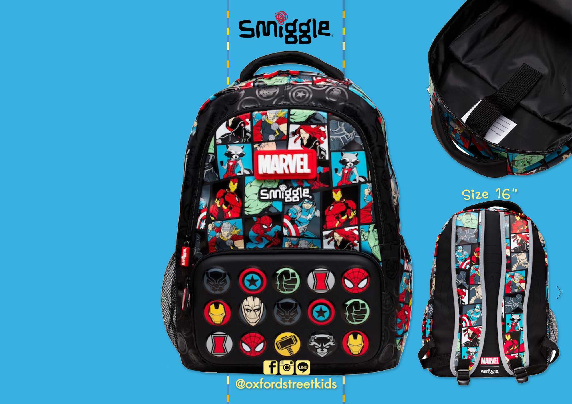 ✅  Smiggle Marvel Backpack 16” กระเป๋าเป้ มาร์เวล 16 นิ้ว