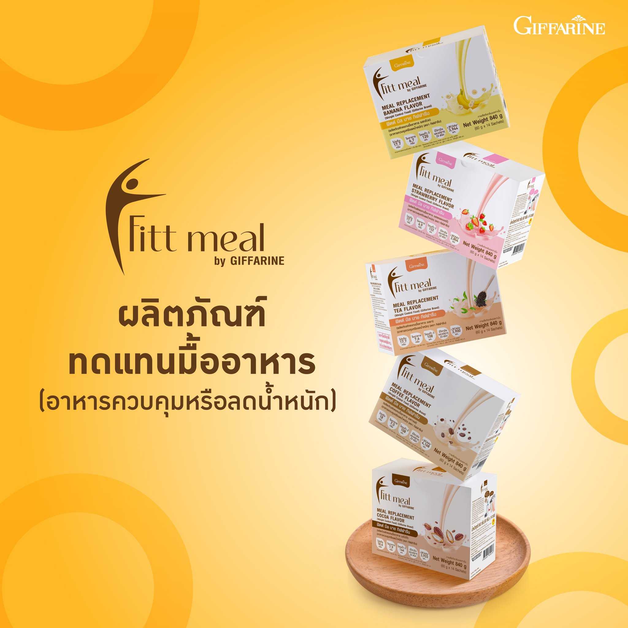 Fitt Meal By Giffarine ผลิตภัณฑ์ทดแทนมื้ออาหาร อาหารควบคุมหรือลดน้ำหนัก กิฟฟารีน ฟิตต์ มีล บาย
