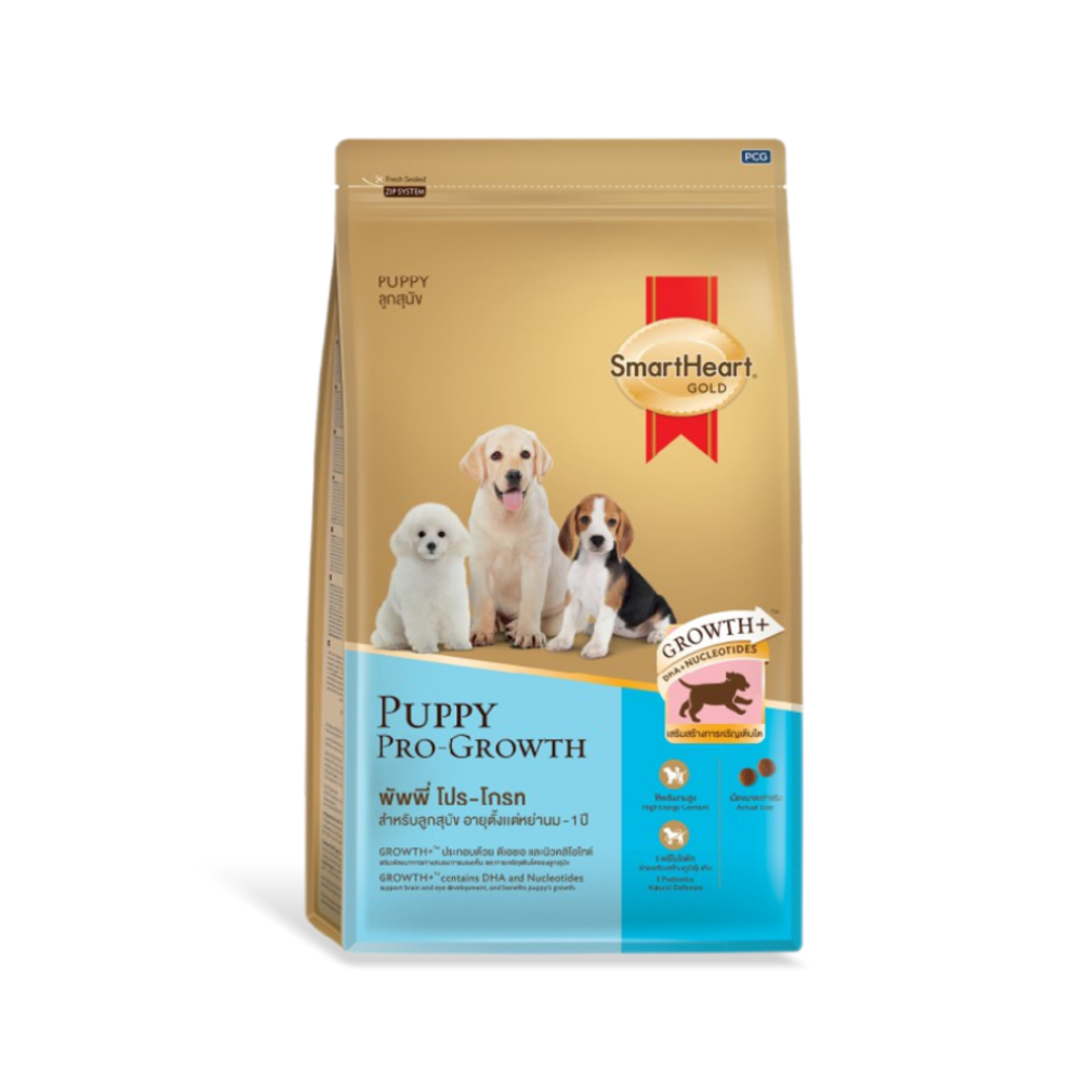 SmartHeart Gold Puppy Pro-Growth สมาร์ทฮาร์ท โกลด์ อาหารสำหรับลูกสุนัข สูตรพัพพี่ โปร-โกรท 3 kg.