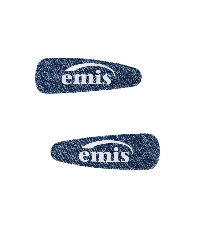 (พร้อมส่ง) Emis Denim hairpin small Dark blue