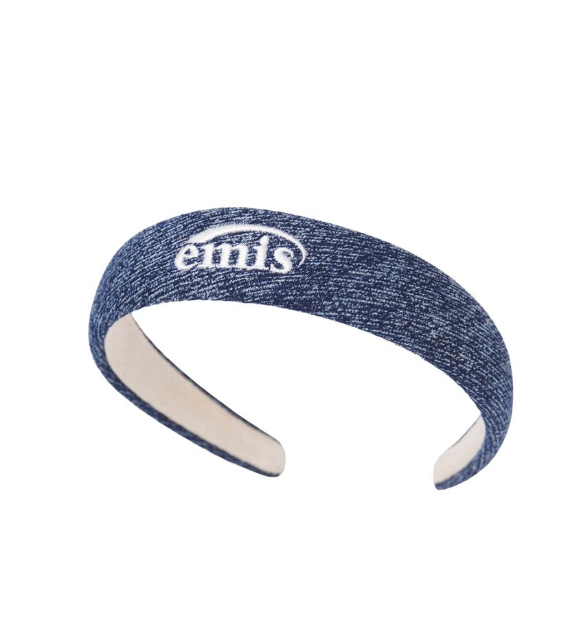 (พร้อมส่ง) Emis Denim hairband dark benim