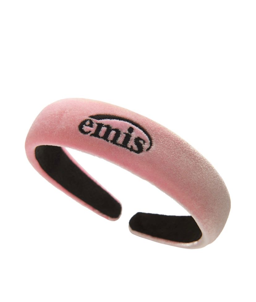(พร้อมส่ง) Emis velvet  hairband pink