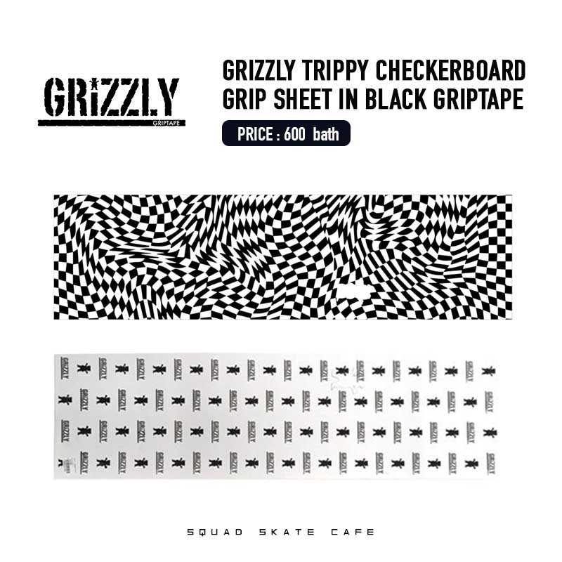 GRIZZLY TRIPPY CHECKERBOARD BLACK GRIPTAPE