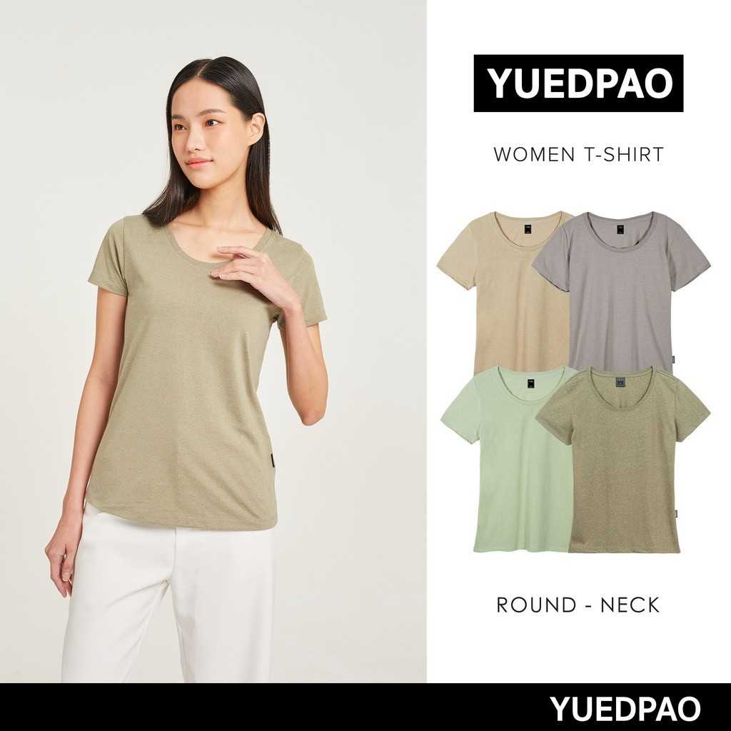 Yuedpao⚡ยืดเปล่า เสื้อยืดผู้หญิงคอกลม ทรงเข้ารูป ไม่ย้วย ยับยาก เสื้อยืดสีพื้น ผู้หญิง - Set Forest