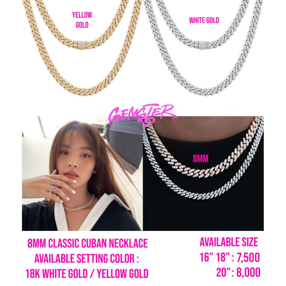 [พร้อมส่ง] 8mm Classic Cuban Necklace (2 setting)