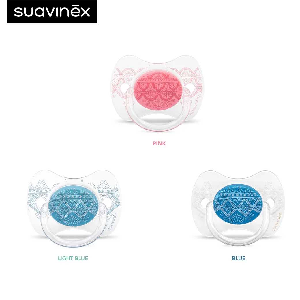 Suavinex จุกนมหลอก ลาย Couture :  Polyamide soother with Physiological เหมาะสำหรับอายุ 0-4 M  หัวกลม