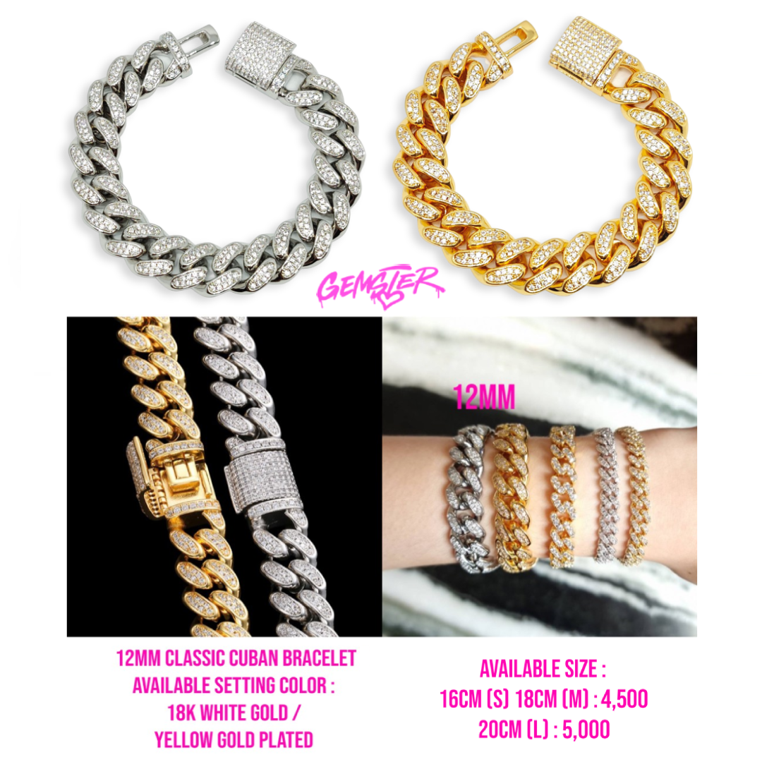 [พร้อมส่ง] 12mm Classic  Cuban Bracelet (2 Setting)