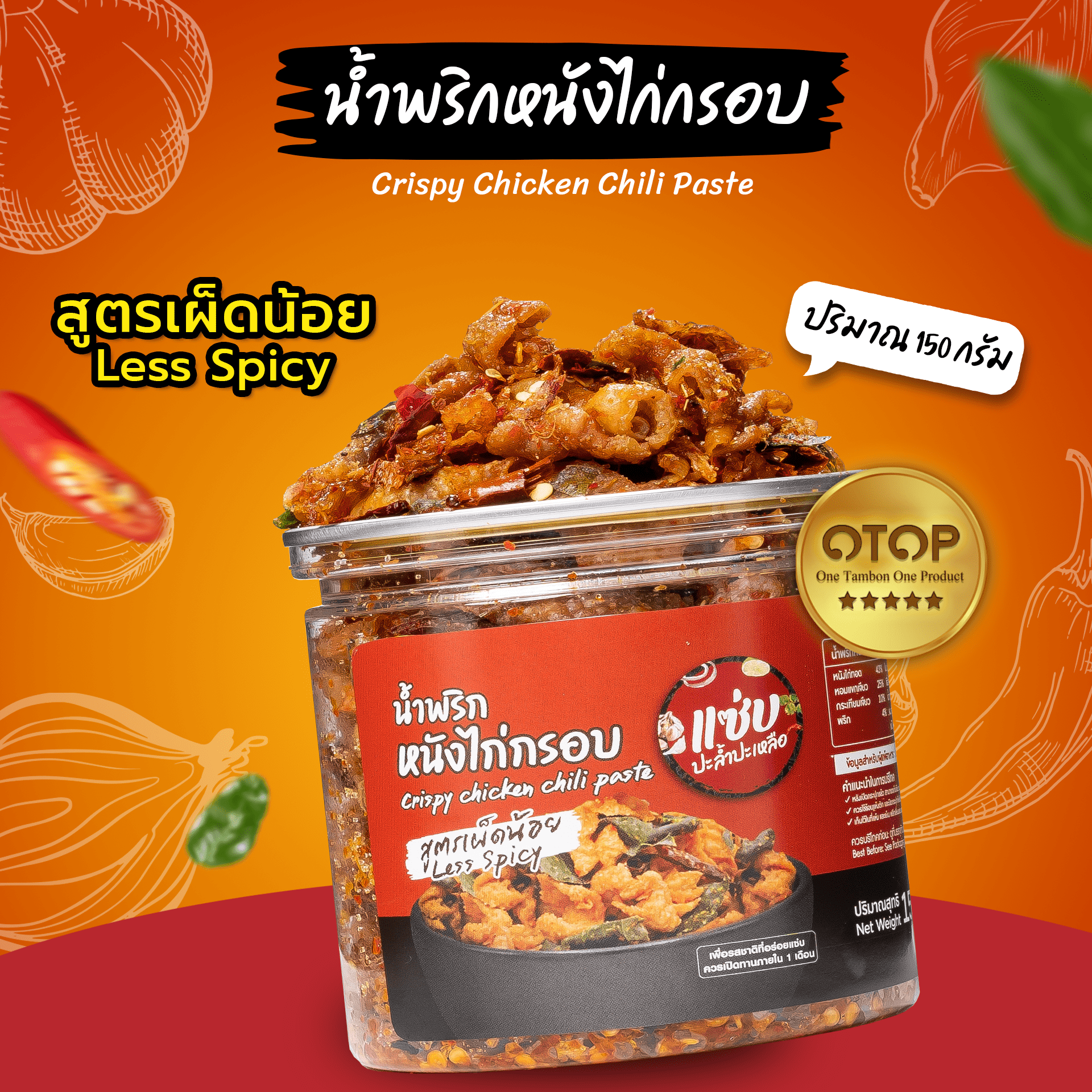 น้ำพริกหนังไก่กรอบ (สูตรเผ็ดน้อย)