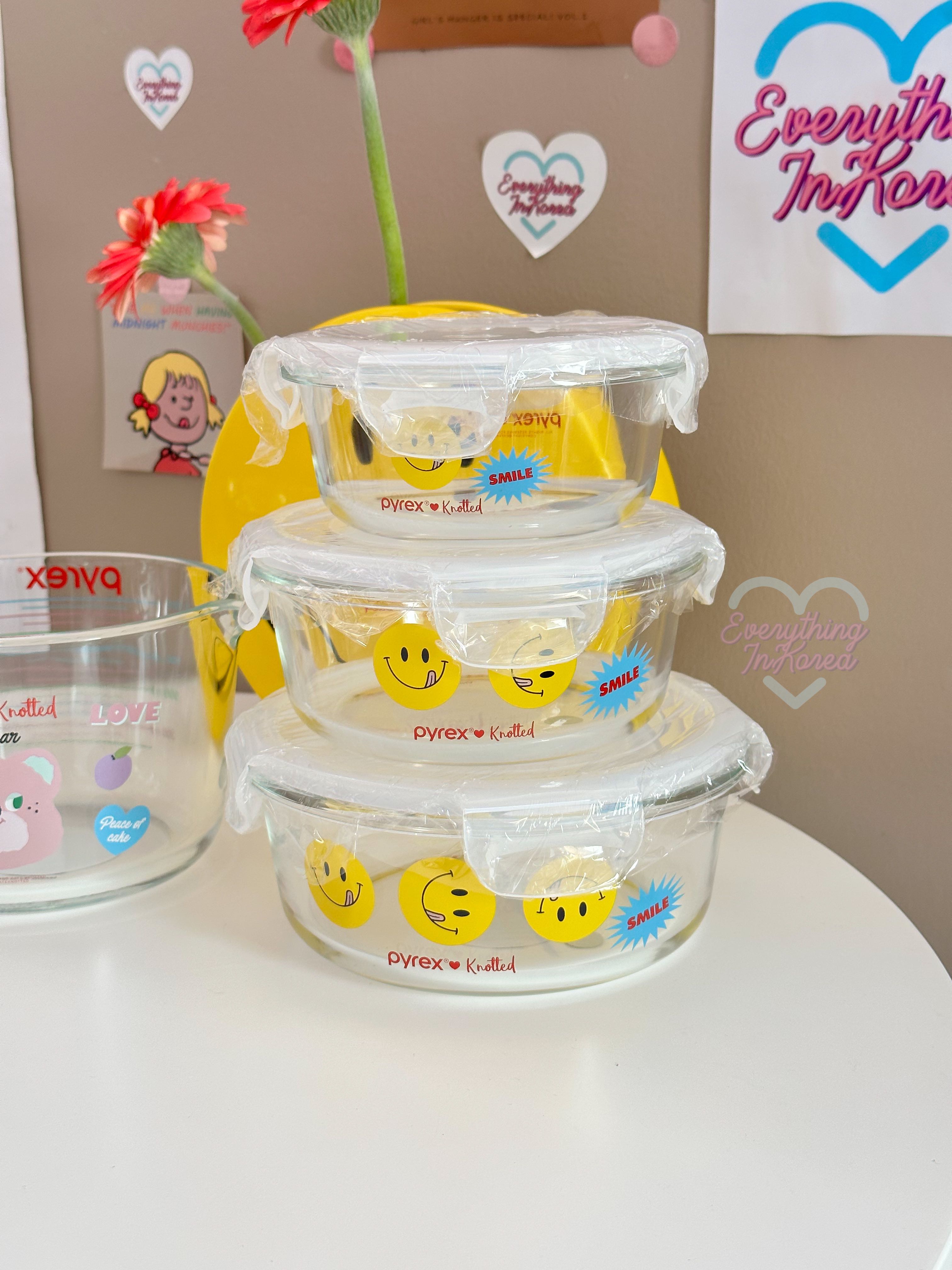 (พร้อมส่ง) KnottedXPyrex 🩵 Storage set3 ชิ้น วัสดุเป็นแก้ว 🇰🇷Limited นำเข้าจากเกาหลี