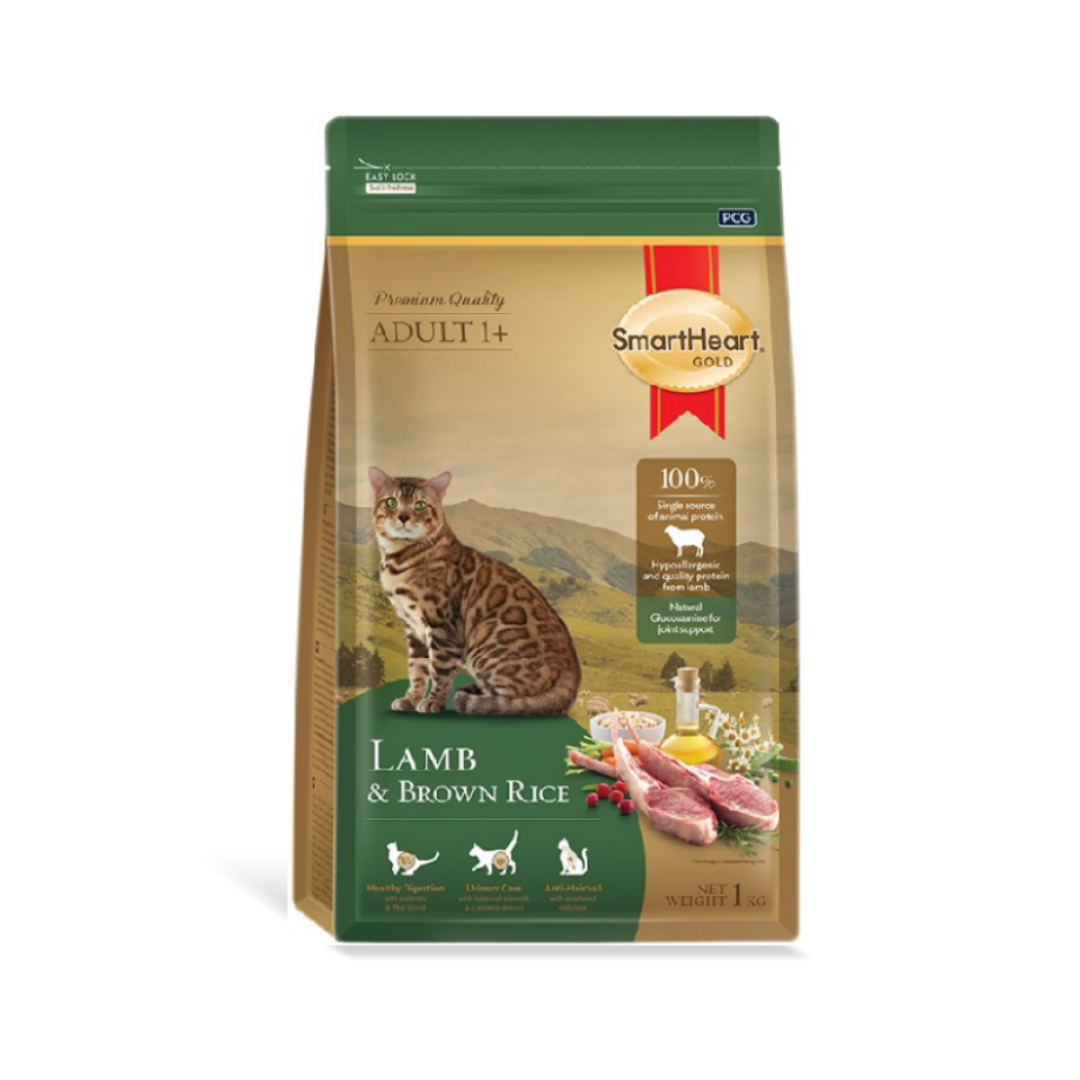 SmartHeart Gold สมาร์ทฮาร์ท โกลด์ อาหารสำหรับแมวโต สูตรเนื้อแกะแอนด์บราวน์ไรซ์ 3 kg.