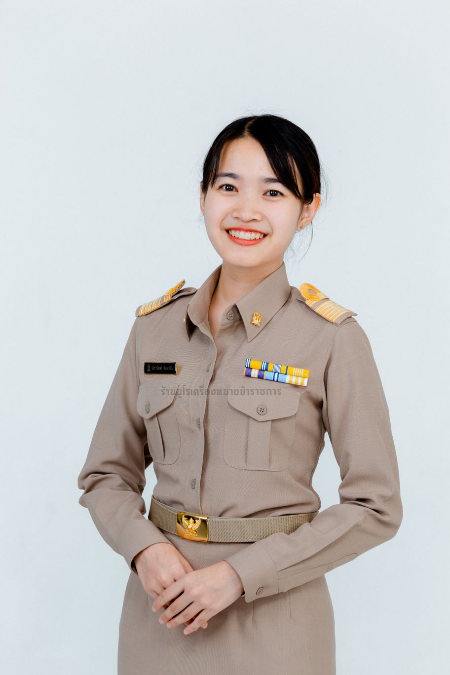 ชุดข้าราชการ ชุดกากีแขนยาวผู้หญิง  มีไซส์พิเศษ(3XL-5XL) ผ้า Hisofy