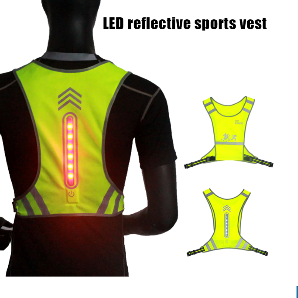 เสื้อกั๊กสะท้อนแสงไฟ LED สำหรับวิ่ง ปั่นจักรยาน ในเวลากลางคืน (Q08)