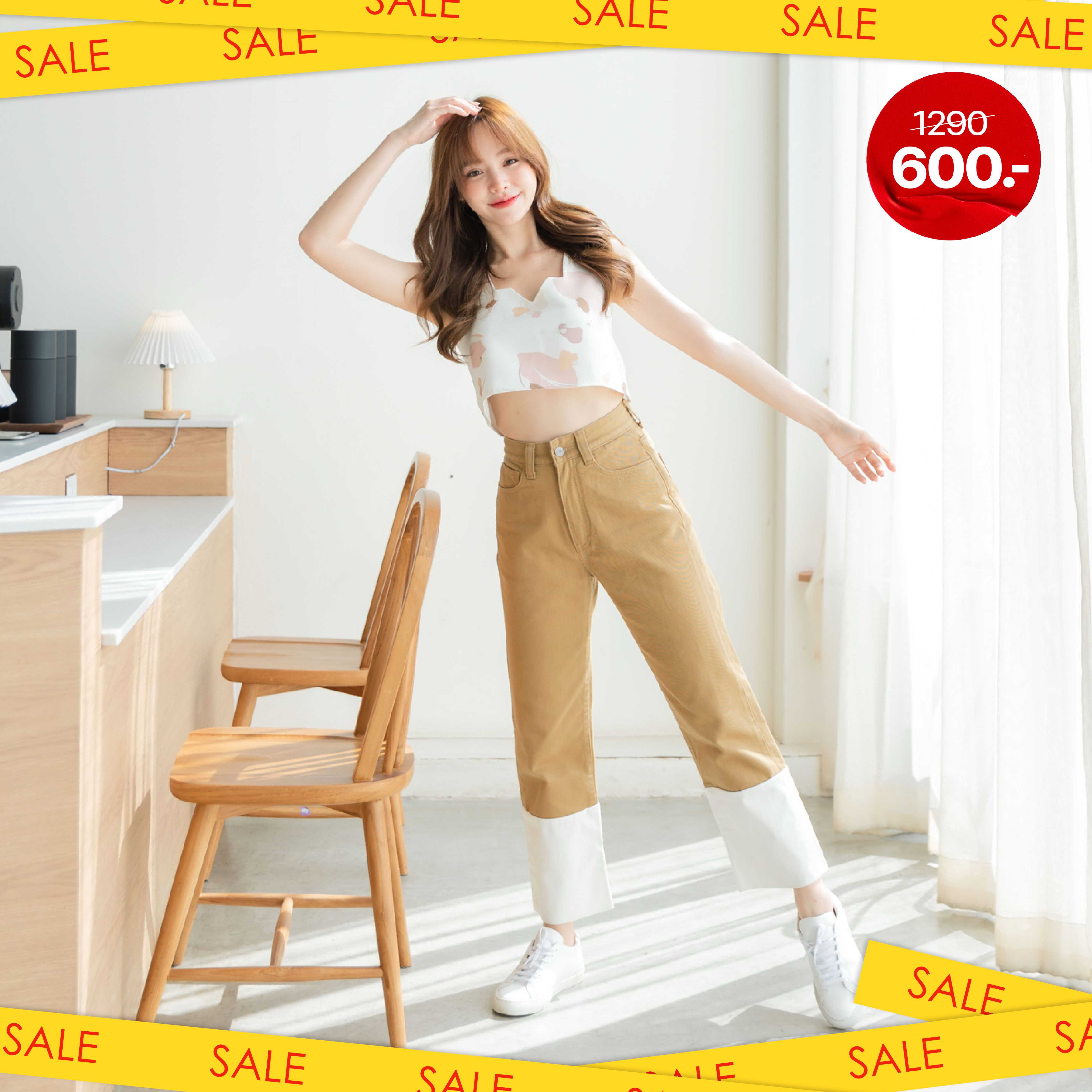(SALE) กางเกงยีนส์ขายาว ทรงซิกาเรต รุ่น ALFIE CARAMEL