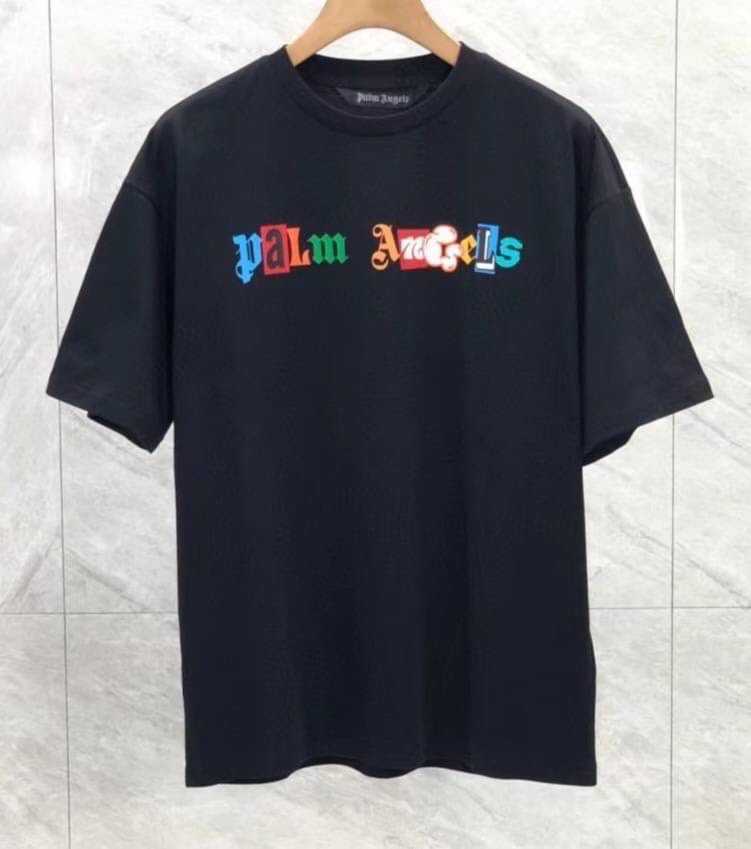 PALM ANGELS LOGO PRINT COTTON T-SHIRT IN BLACK เสื้อยืดคอกลมแขนสั้น แบรนด์ปาล์มแองเจิล